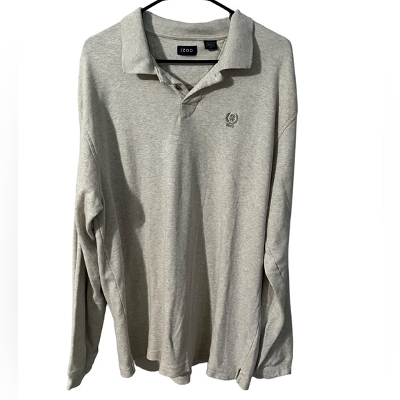 Izod Other - IZOD Henley Polo Sweater Beige Pullover Logo Cotton Mens XL